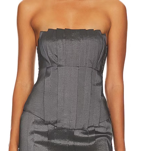 Revolve LPA grey strapless Delfina Corset Top in Charcoal - Picture 3 of 5